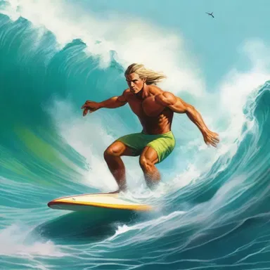 In the fantasy novel, the magical beings use their powers to create massive waves for them to surf on with their surfboards.