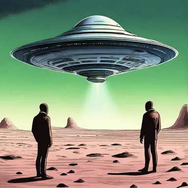 The captain looked unfavorably at the alien spaceship hovering above Earth, unsure of their intentions.