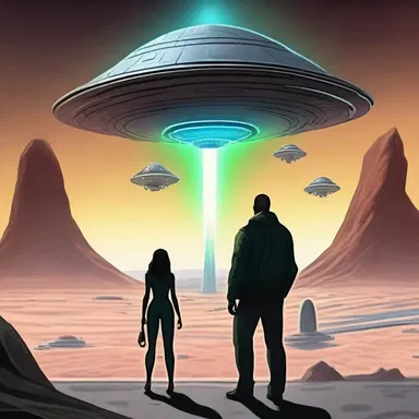 The captain looked unfavorably at the alien spaceship hovering above Earth, unsure of their intentions.
