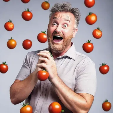 The stand-up comedian playfully asked the audience, 'Why did the tomato turn red? Because it saw the salad dressing and looked unfavorably sour!'
