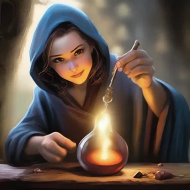 The sorcerer's apprentice learned the art of instilment, allowing her to heal wounds with the magical potion drop by drop.