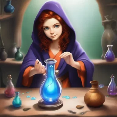 The sorcerer's apprentice learned the art of instilment, allowing her to heal wounds with the magical potion drop by drop.