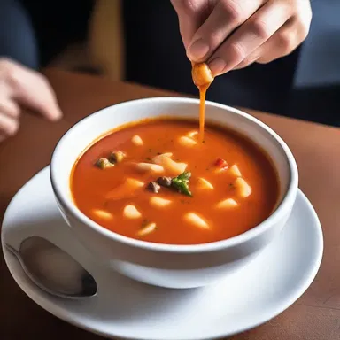 When the clumsy waiter accidentally spills hot soup on the customer, he exclaims, 'Sorry for the scathe! I hope it didn't scorch your taste buds!'