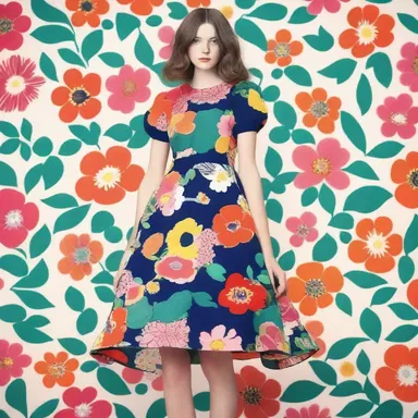 The coltish dress with bright floral patterns became the latest trend among young women.
