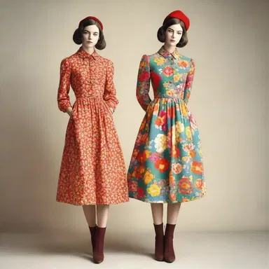 The coltish dress with bright floral patterns became the latest trend among young women.