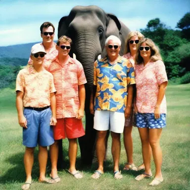 In our family reunion, my uncle wore an obtrusive Hawaiian shirt that could blind an elephant.