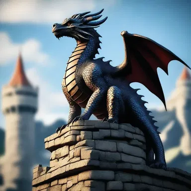 The obtrusive dragon perched on top of the castle, keeping a watchful eye on the kingdom.