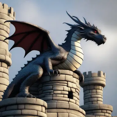 The obtrusive dragon perched on top of the castle, keeping a watchful eye on the kingdom.