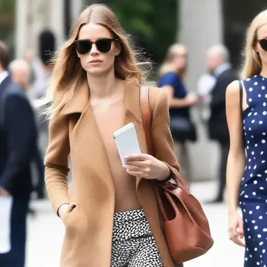 The fashion-forward model carried a stylish power pack in her purse to charge her smartphone on the go.