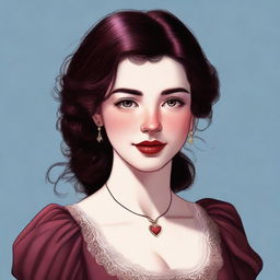 A highly detailed digital art of a young, twenty-year-old girl from the Regency era