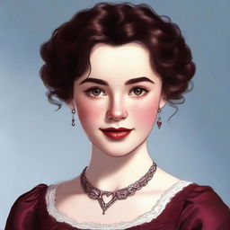 A highly detailed digital art of a young, twenty-year-old girl from the Regency era