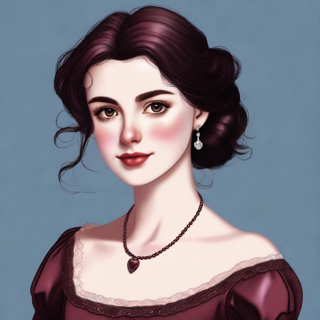 A highly detailed digital art of a young, twenty-year-old girl from the Regency era