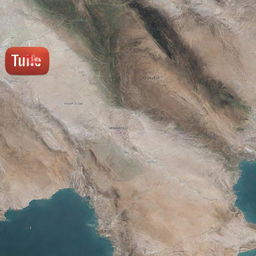 Generate a YouTube thumbnail featuring text detailing the total cost of road travel from Pakistan to Iran. Incorporate imagery of road maps, currency, and landmarks from both countries.