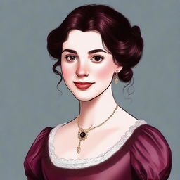 A highly detailed digital art image of a young, twenty-something regency era girl