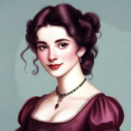 A highly detailed digital art image of a young, twenty-something regency era girl