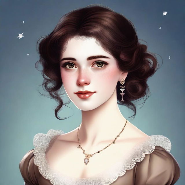 A top-tier digital art image that encapsulates a young woman in her twenties from the regency era