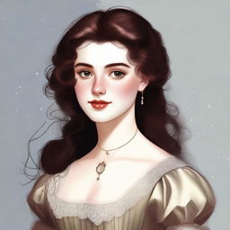 A top-tier digital art image that encapsulates a young woman in her twenties from the regency era