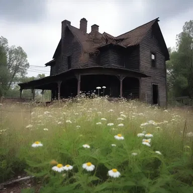The haunted house had a garden full of withered fleabane, signifying the barrenness and desolation of the place.