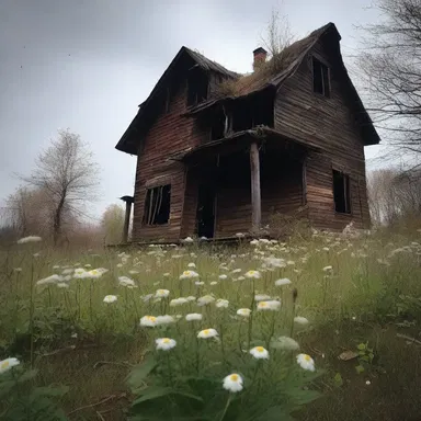 The haunted house had a garden full of withered fleabane, signifying the barrenness and desolation of the place.