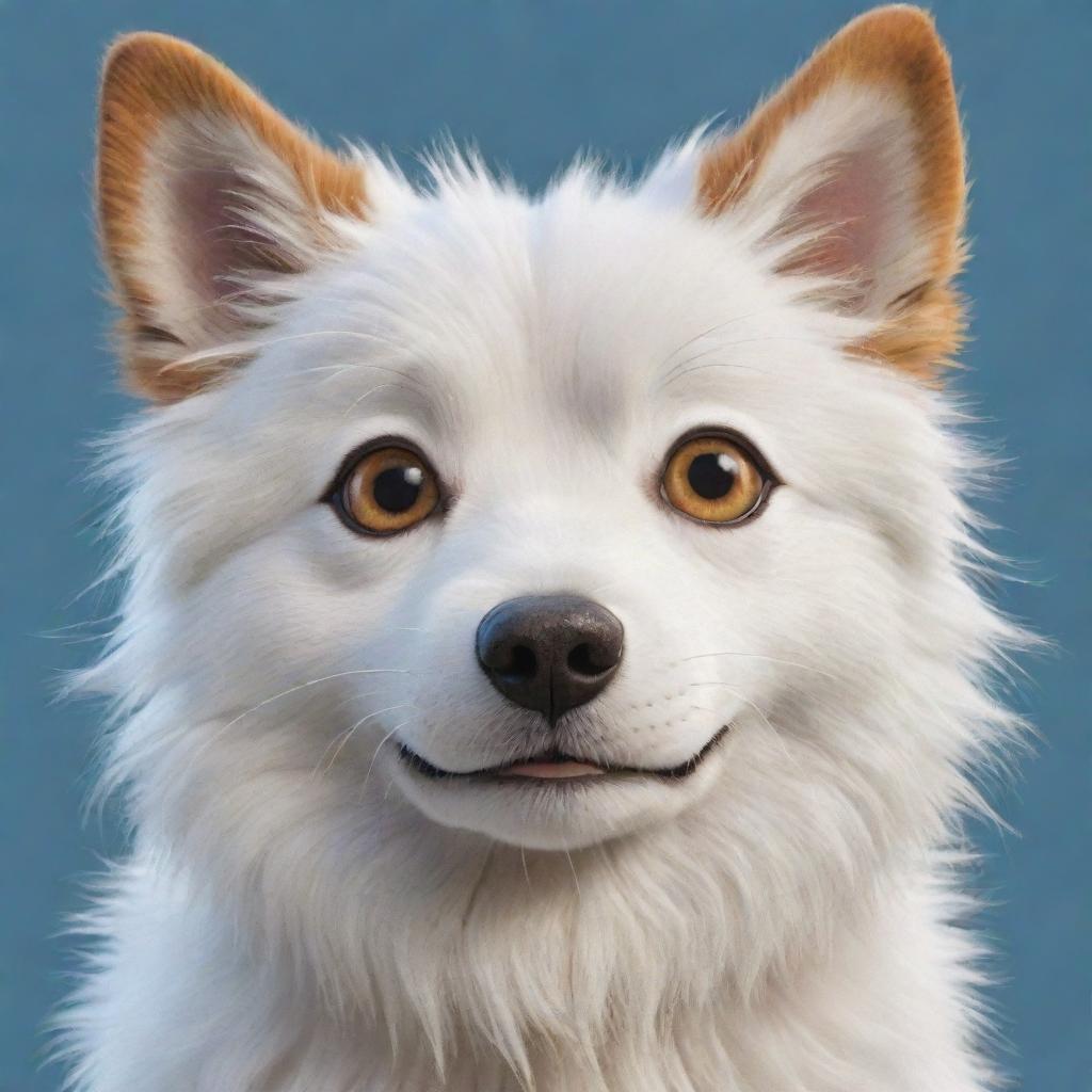 A charming and detailed illustration of a dog in the unique style of Studio Ghibli animation, with expressive eyes and fluffy fur.