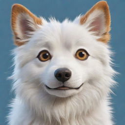 A charming and detailed illustration of a dog in the unique style of Studio Ghibli animation, with expressive eyes and fluffy fur.