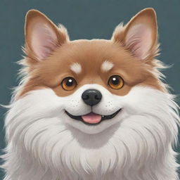 A charming and detailed illustration of a dog in the unique style of Studio Ghibli animation, with expressive eyes and fluffy fur.