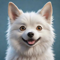 A charming and detailed illustration of a dog in the unique style of Studio Ghibli animation, with expressive eyes and fluffy fur.