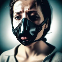 A high-quality digital art image featuring a suspenseful scene where a woman is gagged