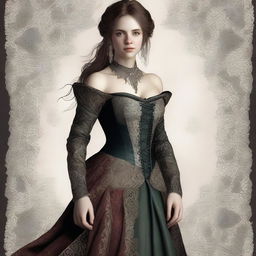 A digital art image featuring a woman in medieval attire