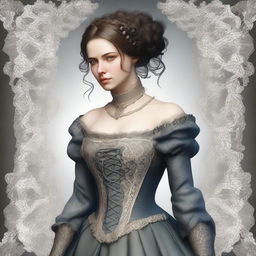 A digital art image featuring a woman in medieval attire