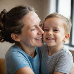 A heartwarming portrait of a woman with her young nephew. They are caught in a candid moment of joy and warmth, their smiles reflecting their strong familial bond.