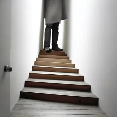 With each step, the creaking sound grew louder as if an invisible force tugged on the cantilevered floorboards.