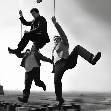 The director chose to cantilever the camera above the actors for a unique and dynamic shot.