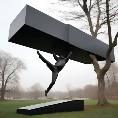 The artist created a sculpture that seemed to defy gravity, with a cantilevered structure that balanced precariously.