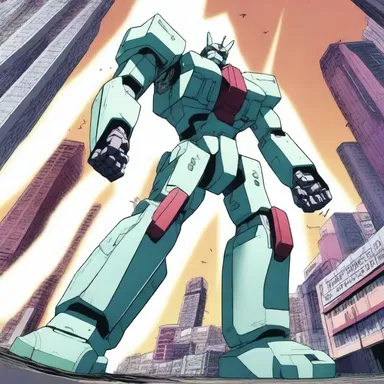 In the anime series, the giant robot's arm can cantilever out to reach its enemies with a powerful punch.