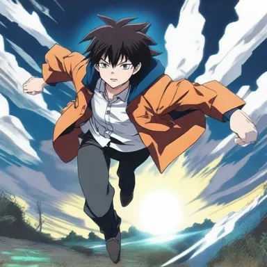 The character in the anime can cantilever himself across large gaps using his supernatural abilities.