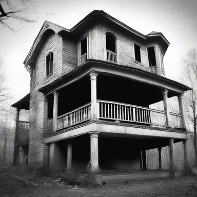 The haunted house had a cantilevered balcony that creaked eerily whenever someone walked on it.