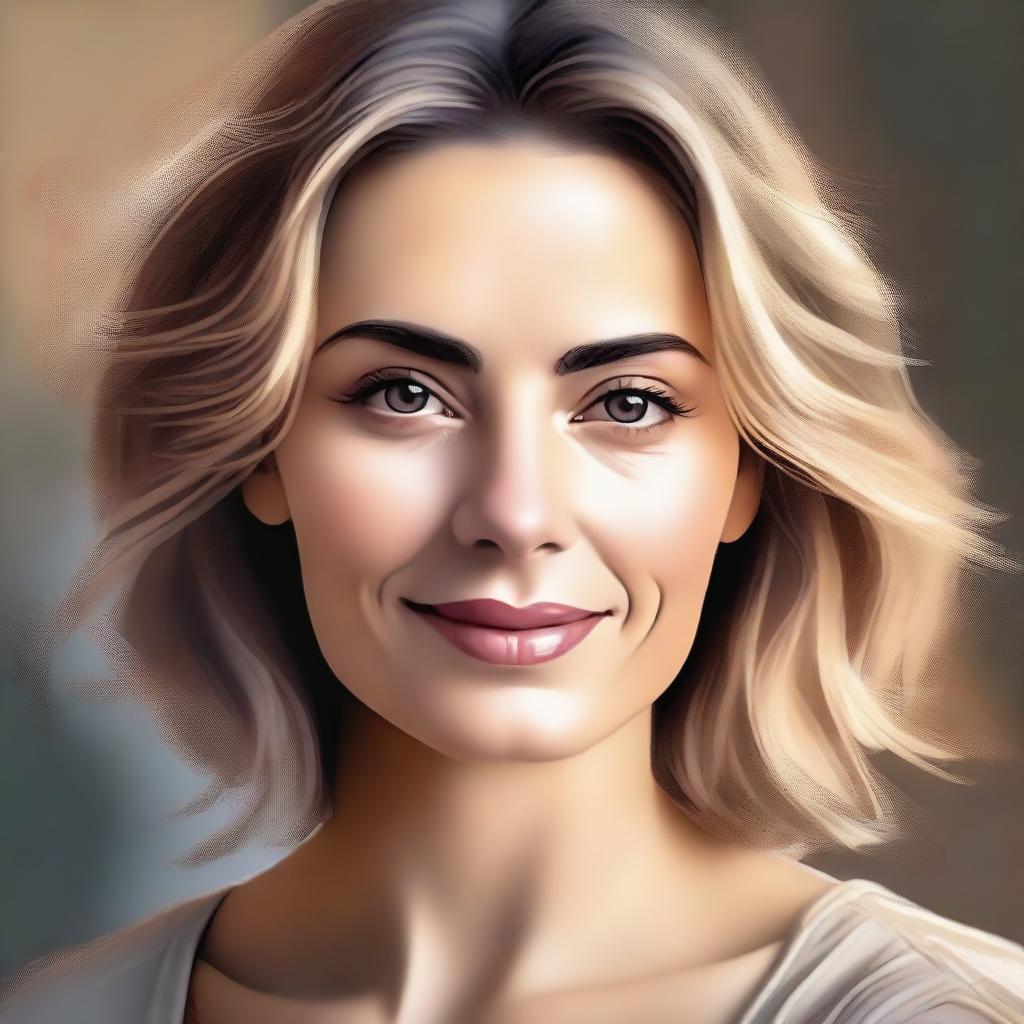 An artistic portrait of Ana Bozovic, rendered in high quality digital art