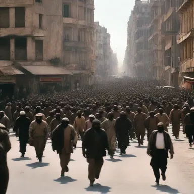 In the dystopian film, the oppressed citizens rebelled against the mobbish regime ruling the city.