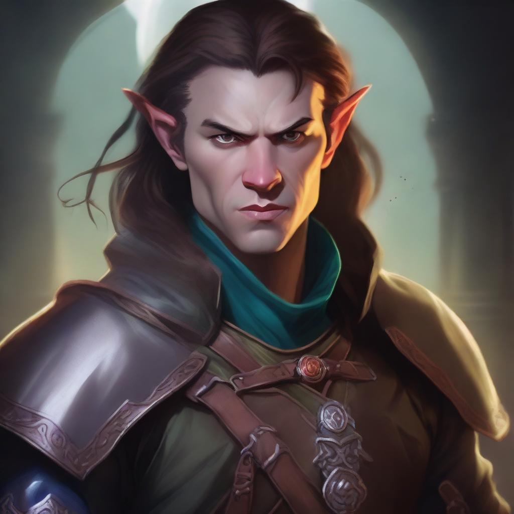 A high-quality digital art portrait, capturing the enigmatic essence of a Dungeons & Dragons character