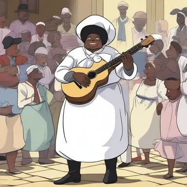 In the popular anime series, one of the characters performs in a minstrel show to showcase the historical context of the story.