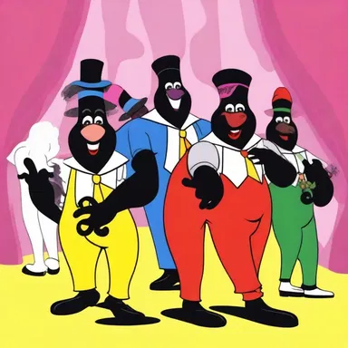 The cartoon episode features a humorous parody of a minstrel show, using animated characters to portray the performers.