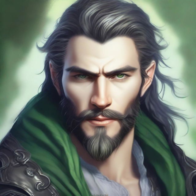 A high-quality digital art portrait of a 25-year-old Dampir