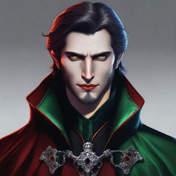 A high-quality digital art portrait of a 25-year-old brutal Vampire Warlock