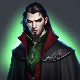 A high-quality digital art portrait of a 25-year-old brutal Vampire Warlock