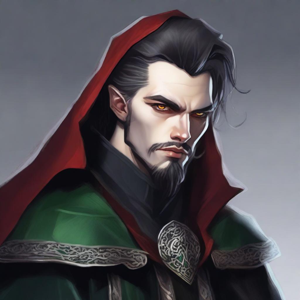 A high-quality digital art portrait of a 25-year-old brutal Vampire Warlock