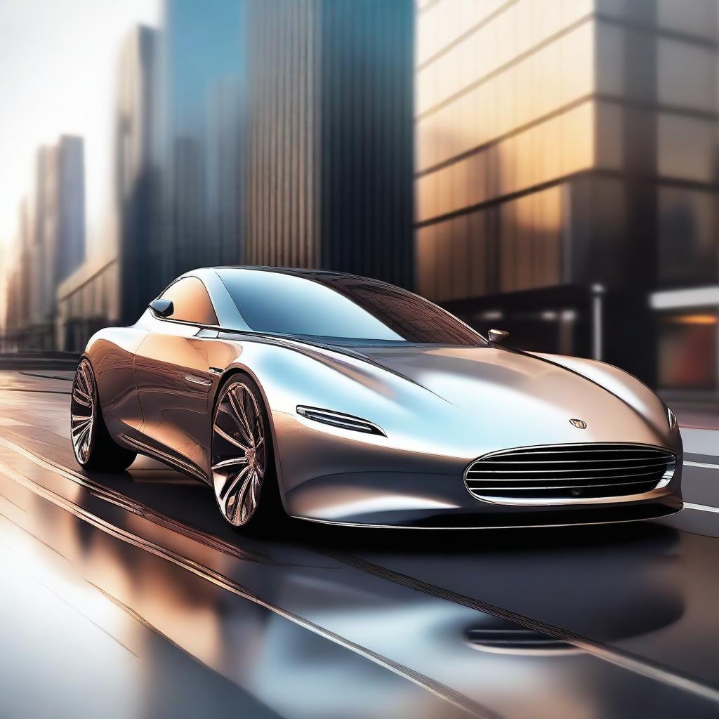 A digital art image showcasing a sleek, modern car design