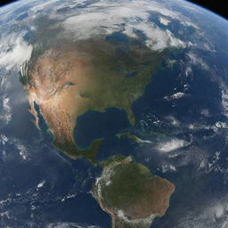 Planet Earth as seen from space showing visible signs of a large bruise-like mark