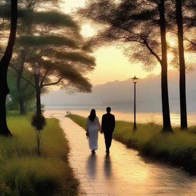 In the evenings of peacetime, couples strolled hand in hand, enjoying the tranquil atmosphere that surrounded them.
