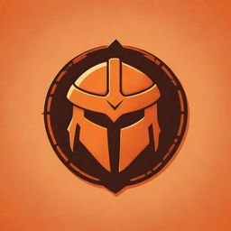 Cute, cartoon-styled gladiator logo predominantly in orange hue.